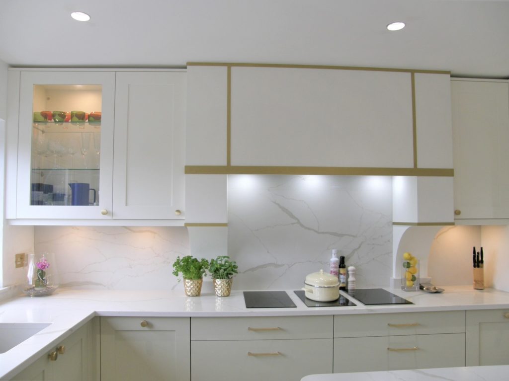 White Kitchen with Olive Green Cupboards